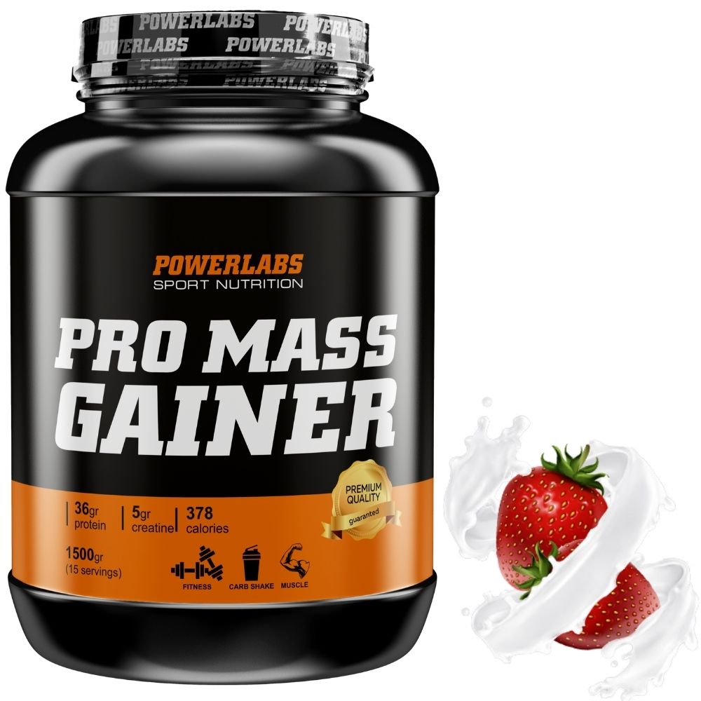 Гейнер PowerLabs Pro Mass Gainer Гейнер для набора массы 1500 g Клубника